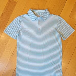 Tommy Bahama Light Blue and White Polo Shirt